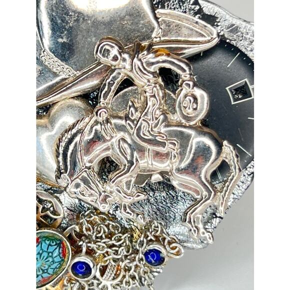 VINTAGE Cowboy Western HANDMADE Silver Brooch Pin #577 "Heart of a Champion" - Picture 2 of 9